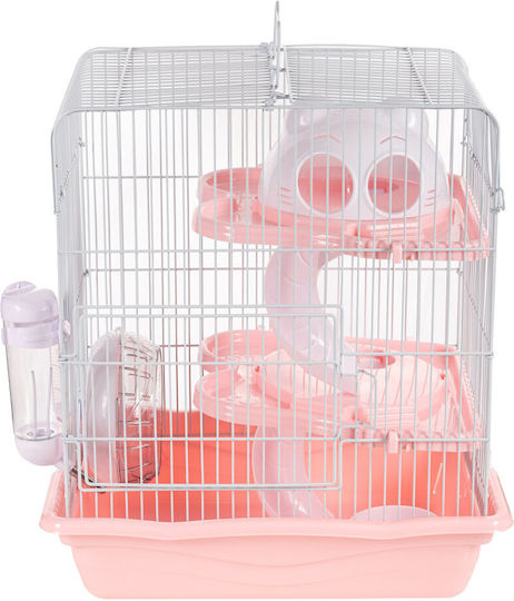 Metall-Hamsterkäfig "kourk 2l" 2 Etagen Zubehör L35xB27xH40cm Pink