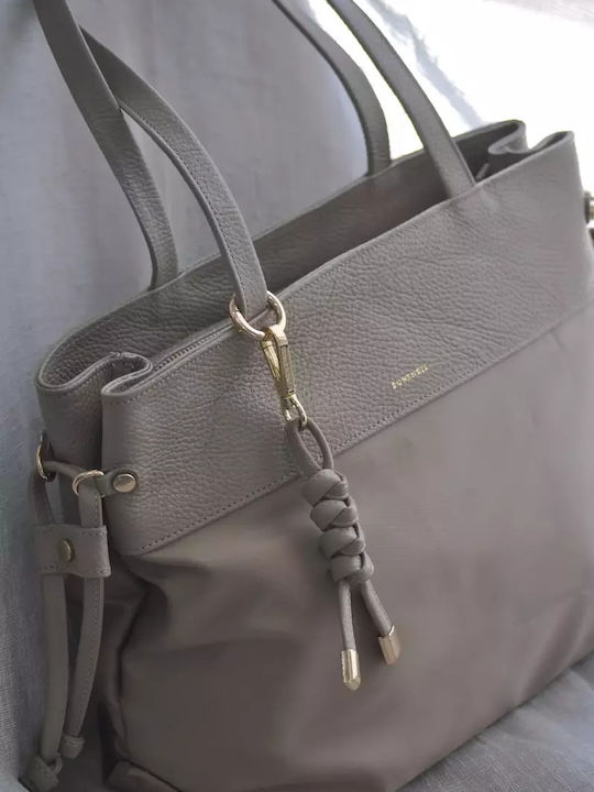 Δερμάτινη Γυναικεία Τσάντα Shopper Ώμου Taupe
