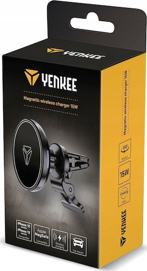 Yenkee Yenkee Ysm 615 Car Mobile Mount with Magnet and Wireless Charging Black