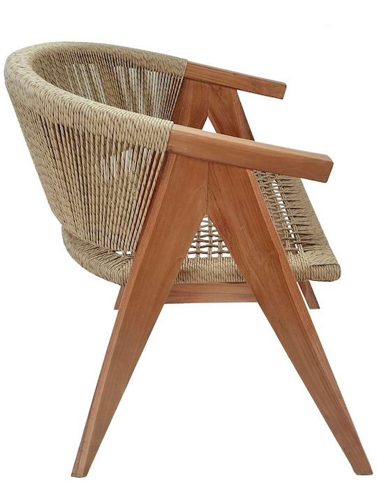 Outdoor Armchair Wooden Wolly Natural Shade 60x60x76cm