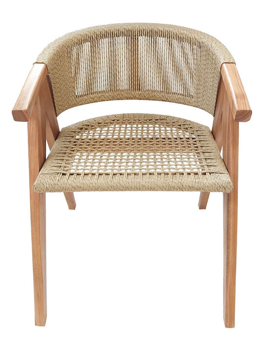 Outdoor Armchair Wooden Wolly Natural Shade 60x60x76cm