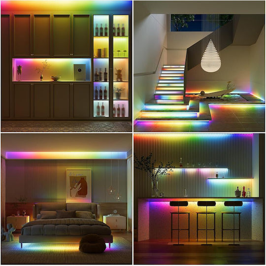 Kit Led Cob Rgbic Spectrum Dual 24v Vichema Iluminare Uniformă Flexibilă Unghi 180° Rezistent la Vibrații Lumină Puternică Sincronizare Muzică Control prin Aplicație Telecomandă