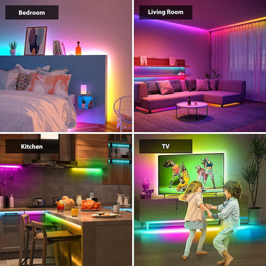 Kit Led Cob Rgbic Spectrum Dual 24v Vichema Iluminare Uniformă Flexibilă Unghi 180° Rezistent la Vibrații Lumină Puternică Sincronizare Muzică Control prin Aplicație Telecomandă