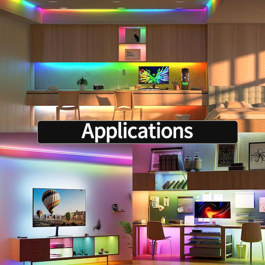 Kit Led Cob Rgbic Spectrum Dual 24v Vichema Iluminare Uniformă Flexibilă Unghi 180° Rezistent la Vibrații Lumină Puternică Sincronizare Muzică Control prin Aplicație Telecomandă