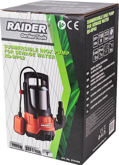Submersible Pump 1100w 1" 333l/min 9m Inox Raider Rd-wp62