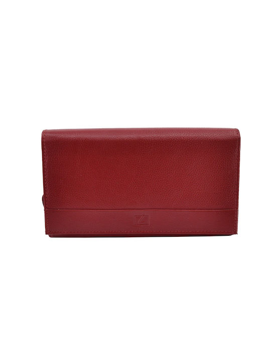 Dermatina 100 Large Leather Women's Wallet with RFID Red