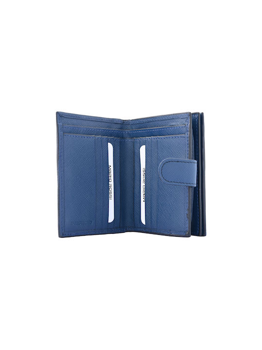 Mario Rossi Large Leather Women's Wallet Cards with RFID Blue