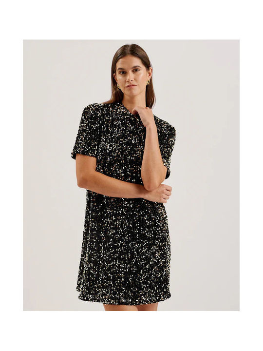 Ted Baker Mini Evening Dress with Ruffle Black