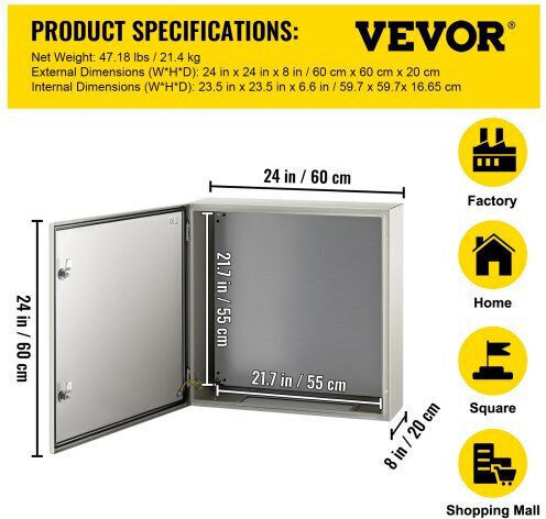 Vevor Ηλεκτρολογικό Κουτί Εξωτερικής Τοποθέτησης Διακλάδωσης Στεγανό IP66 σε Γκρι Χρώμα