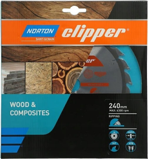 Norton Norton Δίσκος Κοπής Ξύλου με 24 Δόντια 240mm