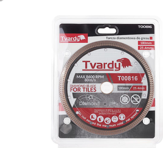 Diamond Cutting Disc Porcelain 180 x 10 mm Mounting Hole 25.4 mm Tvardy T00816