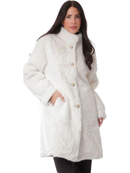 Дамска кожухарка Бяла fur-24-2306 (wht)
