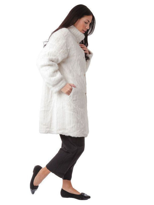 Дамска кожухарка Бяла fur-24-2306 (wht)