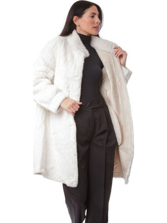 Дамска кожухарка Бяла fur-24-2306 (wht)