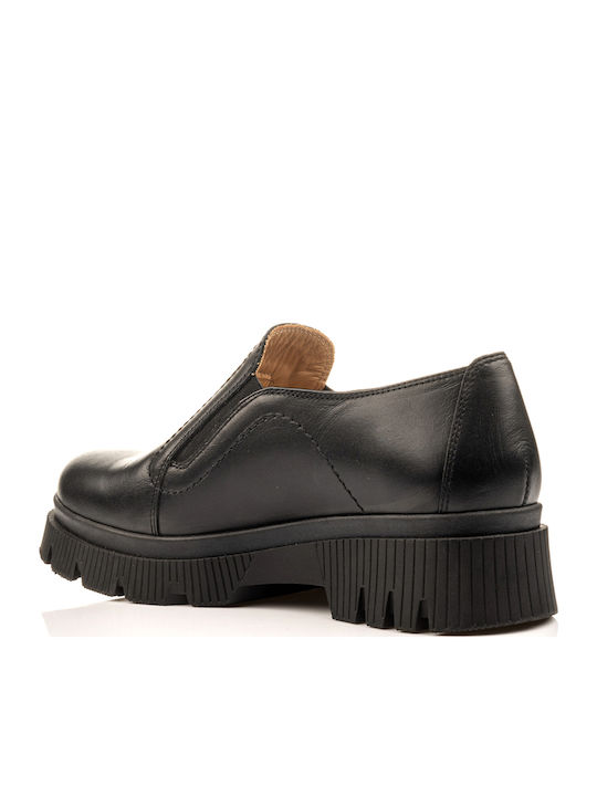 Δερμάτινα Γυναικεία Loafers σε Μαύρο Χρώμα