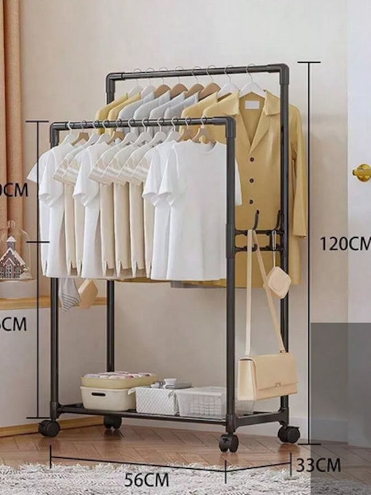 Wheeled Floor Garment Rack made of Metal 56x33x120cm