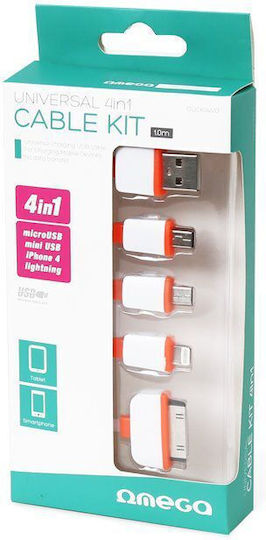 Omega Usb-a Regulär USB zu Micro-USB / Mini-USB / Blitzschlag Kabel Orange 1m