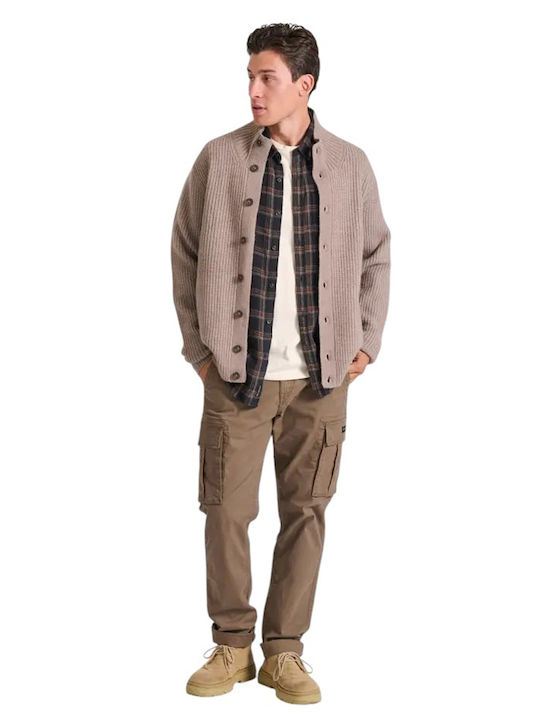 Men's Knitted Cardigan Cigar Mel Beige