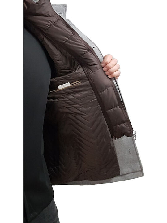 Men's Half Coat Grey, Gray Melange