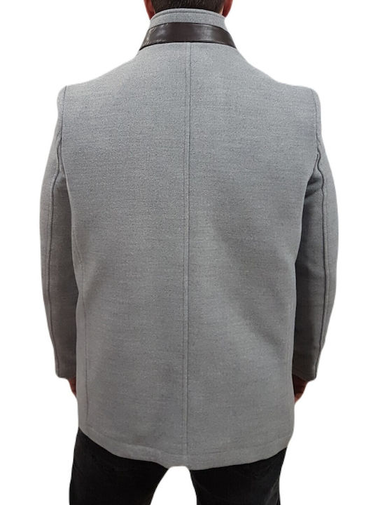 Men's Half Coat Grey, Gray Melange