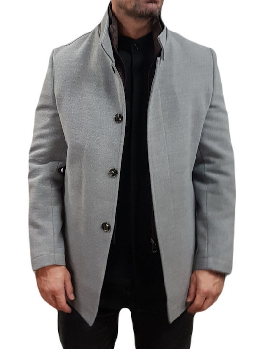Men's Half Coat Grey, Gray Melange