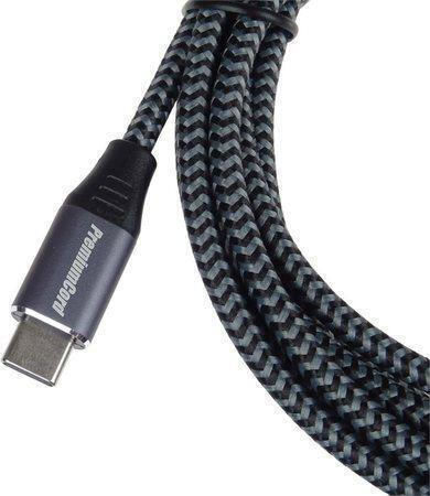 PremiumCord Braided USB 3.0 Cable USB-C male - USB-A 60W Γκρι 3m