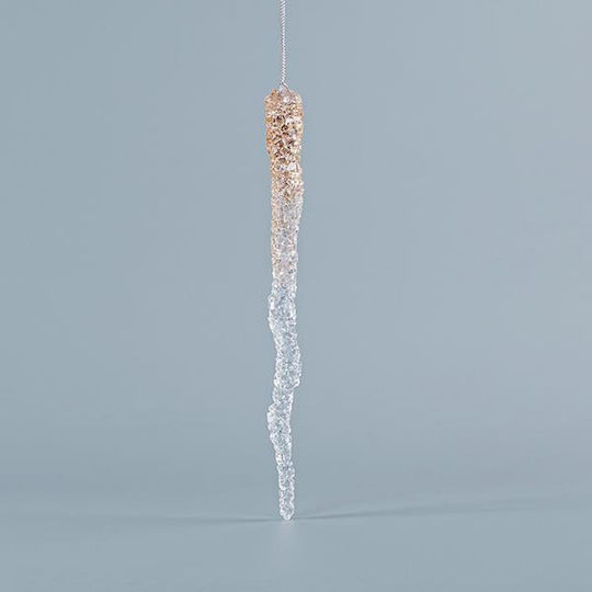 Hängender Stalaktit Ornament Acryl Gold mit Glitzer 23x2cm