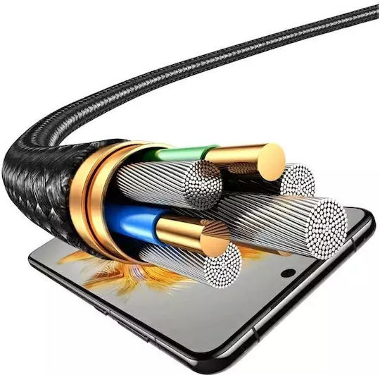Usams Usb-a Regular Cablu USB la Lightning / Type-C / micro USB cu mai multe porturi 5A Negru 1.2m (US-SJ739)