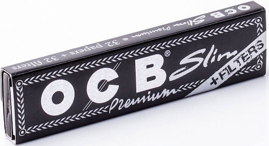 Ocb Premium Хартия за Търкаляне Цигари King Size Slim с Тръбички 32 Листа 1 Брой King Size