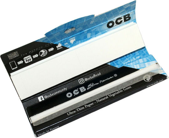 Ocb Premium Хартия за Търкаляне Цигари King Size Slim с Тръбички 32 Листа 1 Брой King Size