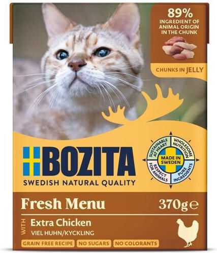 Bozita Feline Wet Food for Adult Cats in Pouches with Chicken Grain-Free & Gluten-Free 370gr