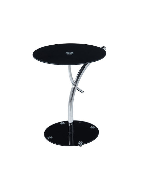 Round Side Coffee Table Ravel Glass Black W50xL50xH58cm EM939,B