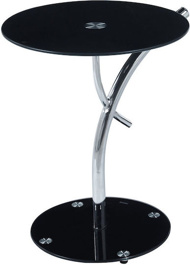 Round Side Coffee Table Ravel Glass Black W50xL50xH58cm EM939,B