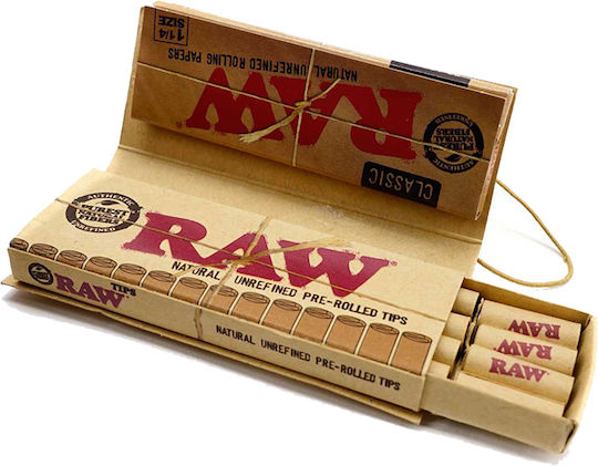 Raw Classic Zigarettenpapier 1+1/4 mit Kegelspitzen 50 Blätter 1Stück