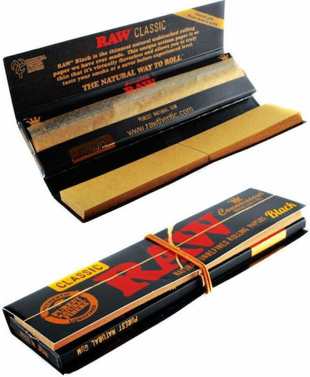 Raw Classic Black Cigarette Rolling Papers King Size Slim with Cone Tips 32 sheets 1pcs
