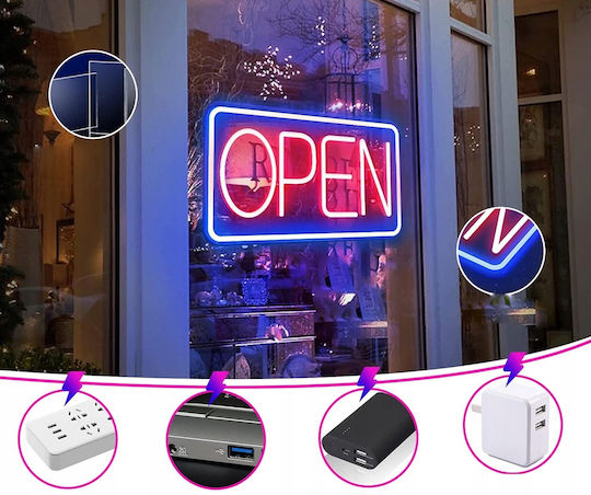 Neon Open Sign Café Bar Shop Usb Switch + Hangers