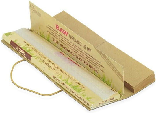 Raw Organic Hemp Χαρτάκια Στριφτού Τσιγάρου Slim King Size με Τζιβάνες 32 φύλλα 1τμχ