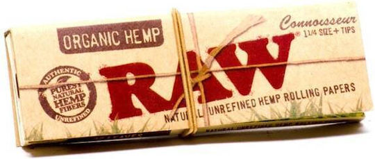 Raw Organic Hemp Листчета за свиване на цигари 1+1/4 с Тръбички 32 листове 1бр