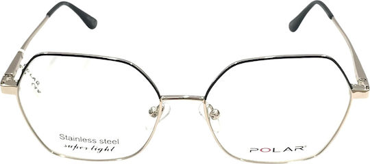 Polar Metal Eyeglass Frame with Clip On Gold Polar 519 78