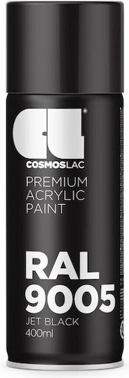 Cosmos Lac Spray Paint Premium Acrylic with Shiny Effect Black RAL 9005 400ml CL302