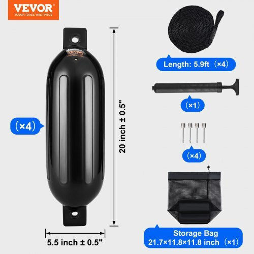 Vevor Boat Fenders 5.5" X 20" Black Cyhx4jz55yctduaarv0