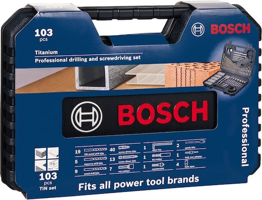 Bosch Комплект 103 Свредла HSS Титаниева с Шестоъгълна Опашка за Метал