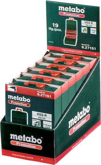 Metabo Set of 19 Drills with Cylindrical Shank for Metal