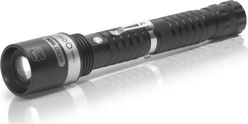 SAS Rechargeable Flashlight LED Waterproof with Maximum Brightness 1000lm Embedded Black