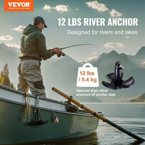 Vevor River Anchor 12 Lbs Cast Iron Black Coating & Ring Hmdpzt12b000edc67v0
