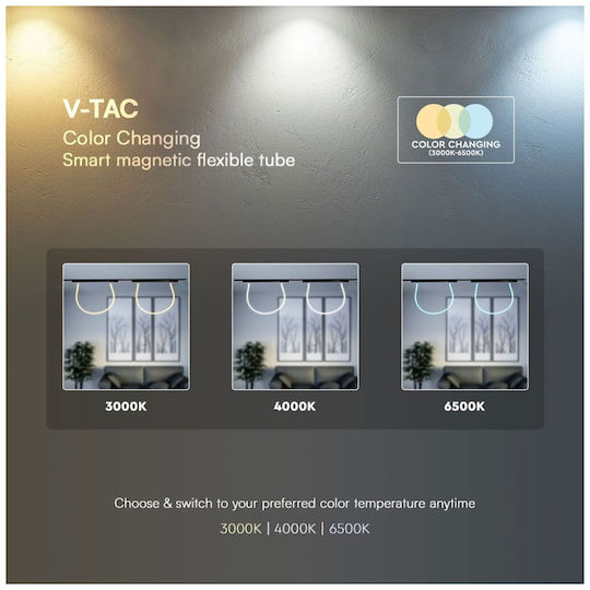 V-TAC LED Комерсиално Линейно Осветление Светило Таван 24W Неутрално бяло IP20 с Регулируема Интензивност Ш206.6xД15xВ2.6см.