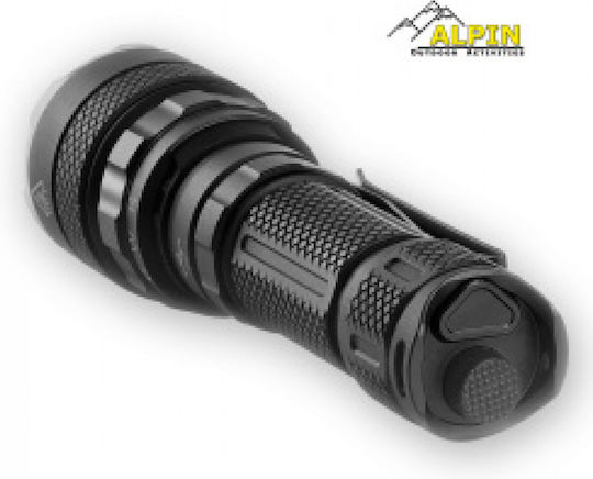 Alpin Rechargeable Flashlight LED Waterproof with Maximum Brightness 1600lm Black