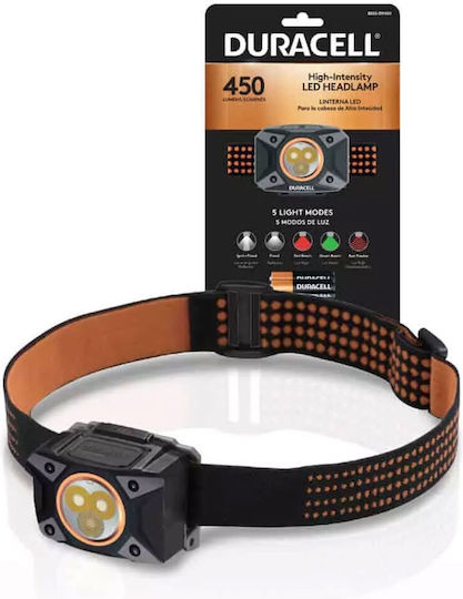 Duracell Headlamp LED IPX4 with Maximum Brightness 450lm Black