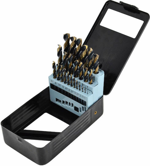 AWTools Σετ 25 Διαμαντοτρύπανα HSS με Κυλινδρικό Στέλεχος για Μέταλλο