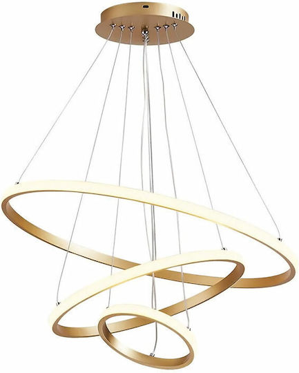 Powertech Ρυθμιζόμενο Κρεμαστό Φωτιστικό Χρυσό LED με Φυσικό Λευκό Φως 60x60εκ.